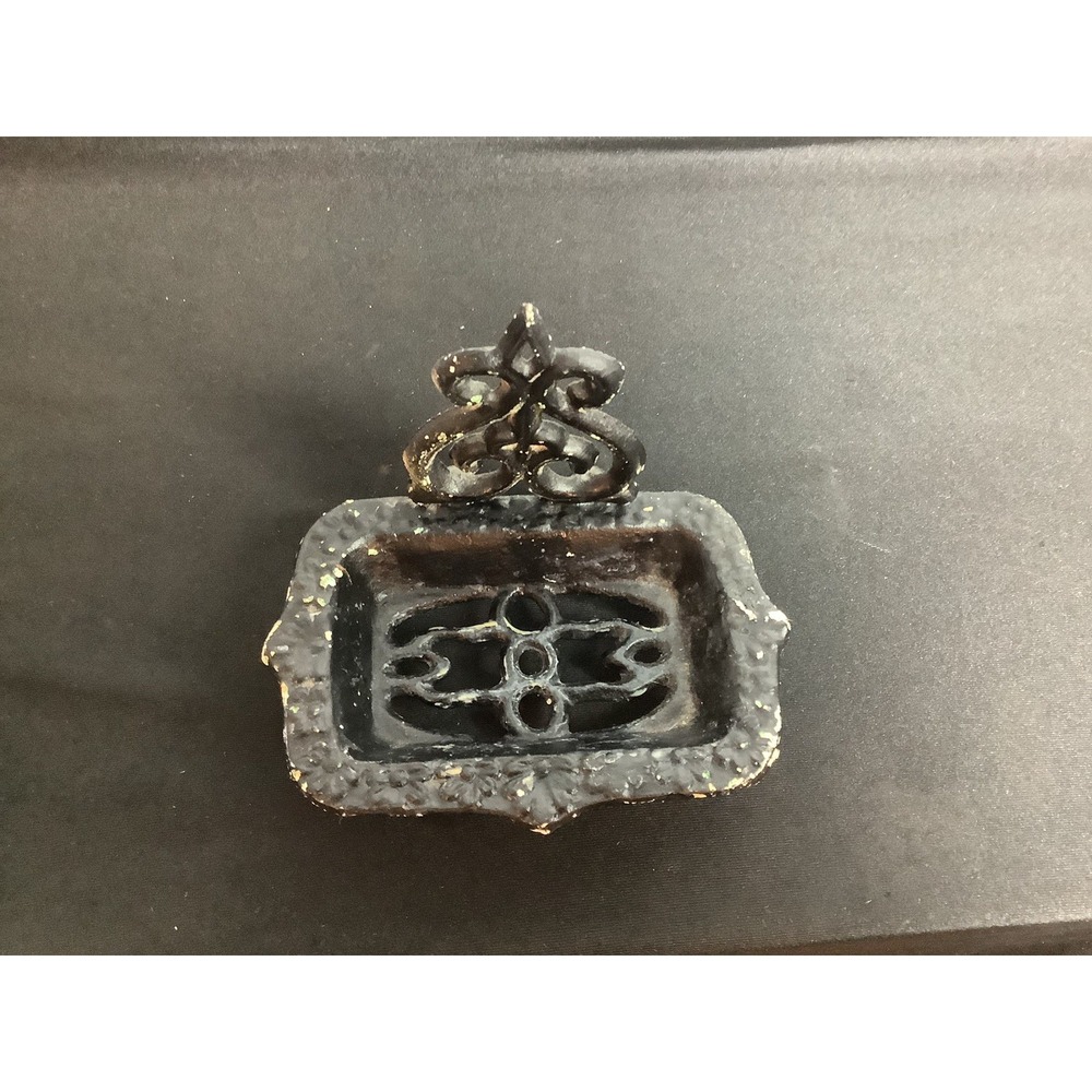 Vintage Cast Iron Soap Dish | Ornate Victorian Revival Style | Freestanding Tray
